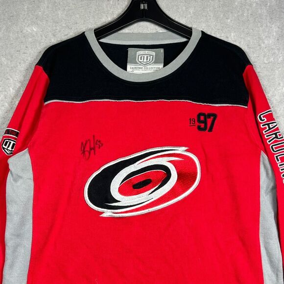 Old Time Hockey NHL Carolina Hurricanes Red Sweatshirt #53 Jeff Skinner SIGNED - Picture 2 of 11